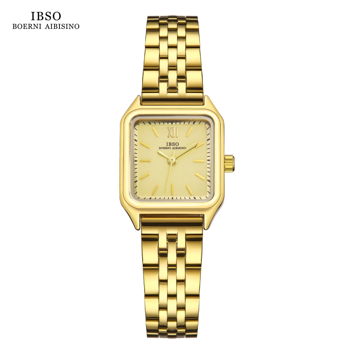 Ibso Quartz Watch Square Face Stainless Steel Strap Waterproof