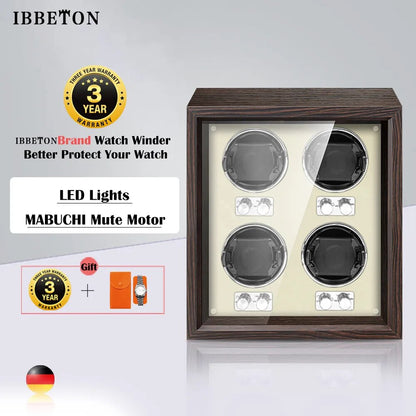 Automatic Watch Winder, IBBETON  Luxury High-End with Mabuchi Motor. Four or six watch winder.