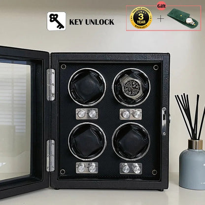 Automatic Watch Winder, IBBETON  Luxury High-End with Mabuchi Motor. Four or six watch winder.