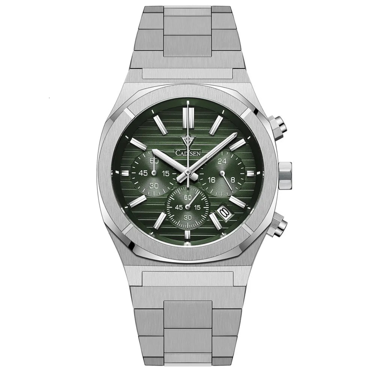 Cadisen Design Quartz Watch Automatic Date Sport Chronograph Waterproof Stainless steel