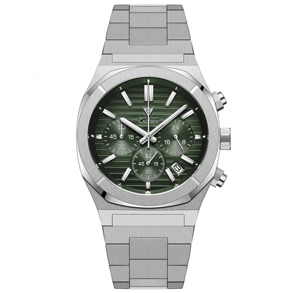 Cadisen Design Quartz Watch Automatic Date Sport Chronograph Waterproof Stainless steel