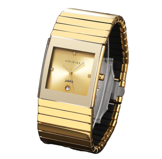 Oupai Gold Ceramic 34mm Quartz Ultra Thin Square Watch