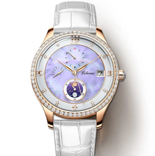 Lobinni White Shell Dial Diamonds Automatic Watch