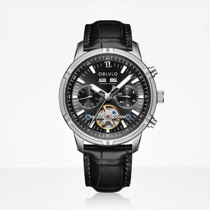 Oblvlo  Steel Automatic Mechanical Watch Luminous Dials and Waterproof