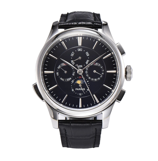 Parnis 44mm Moon Phase Day Date Multifunction Automatic