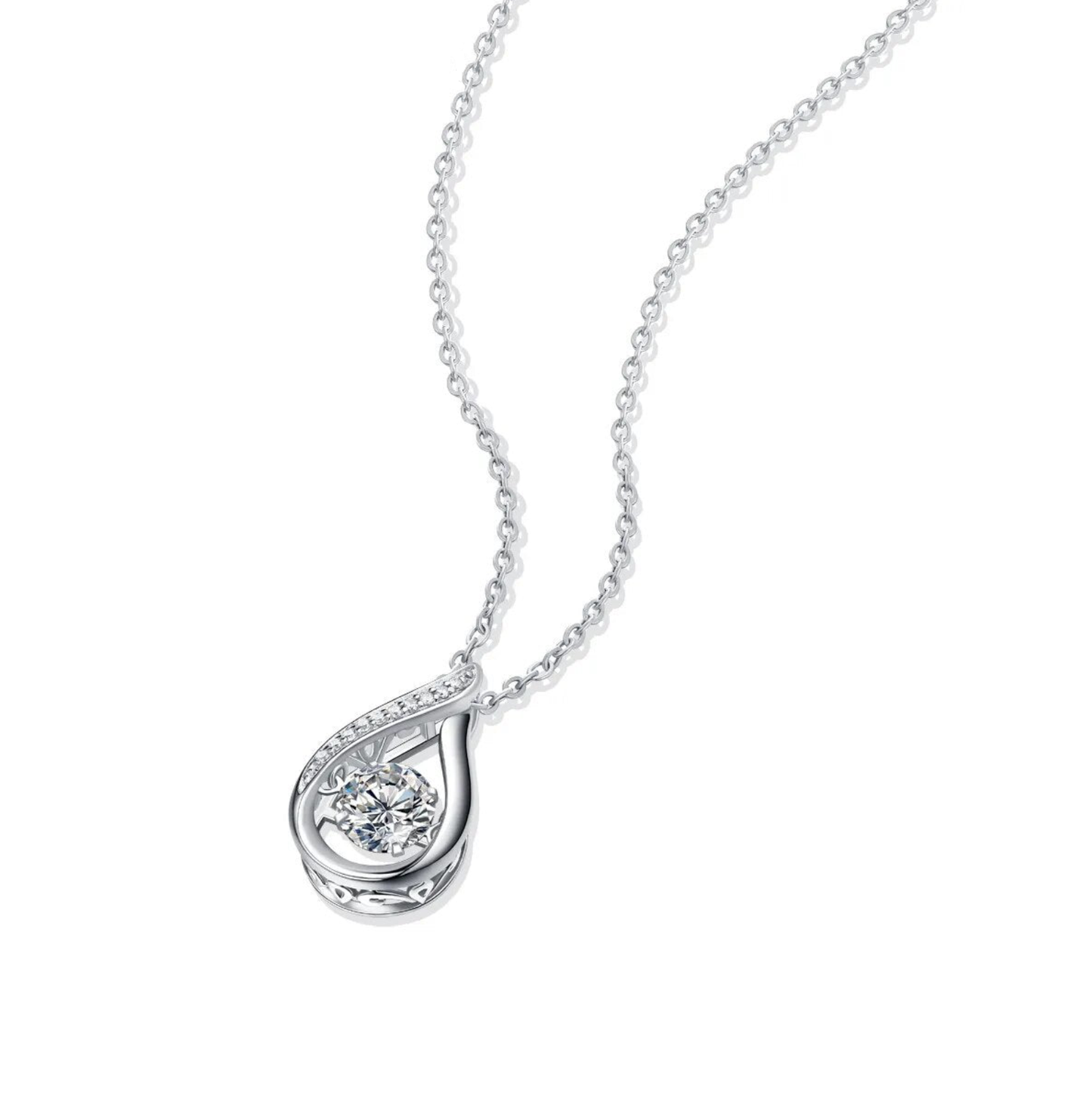 Moissanite Necklace with certificate 925 sterling sliver plated 18k white gold